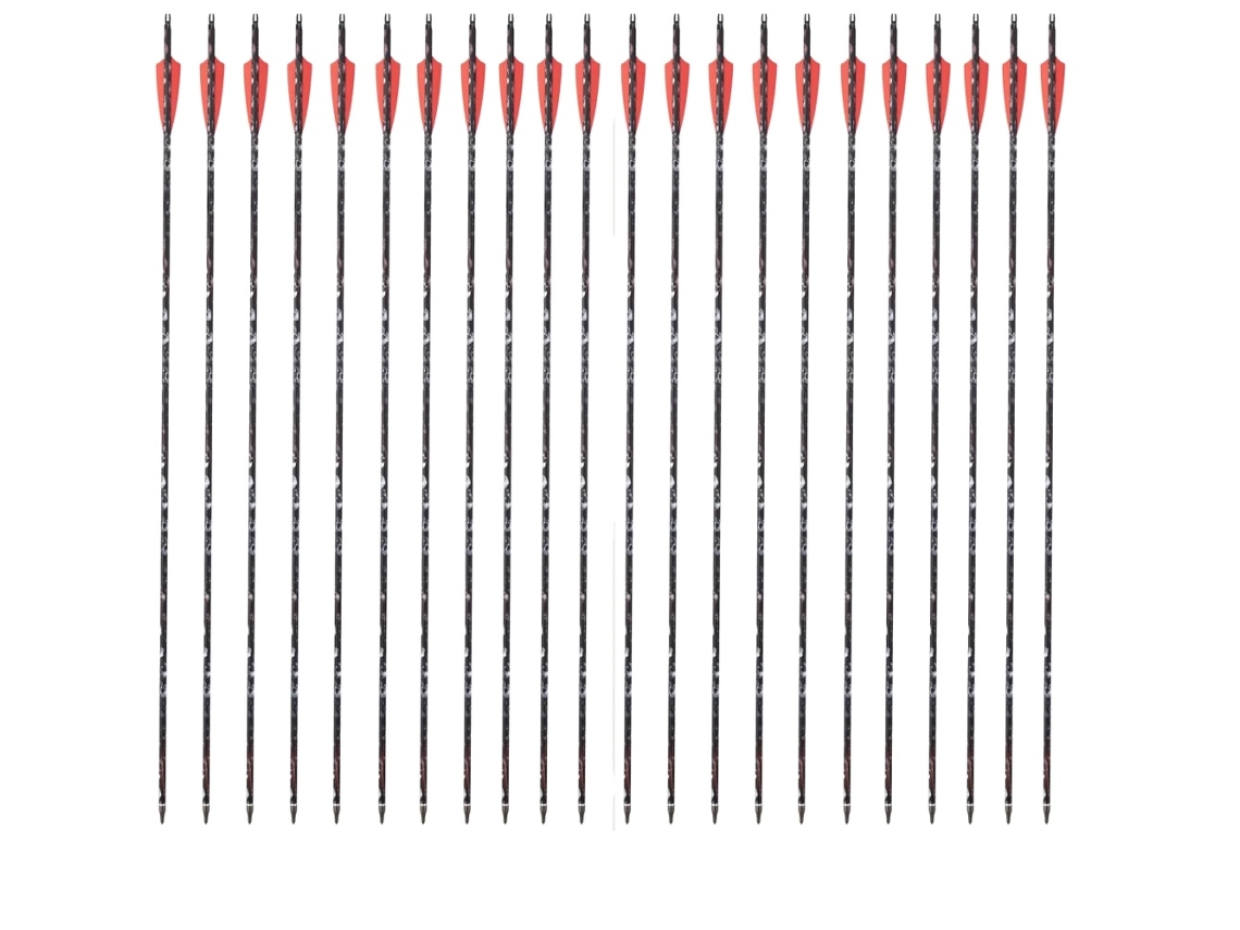 Flechas de carbono, Spine 500, ID 62 mm, 12 unidades, rojo y negro, OEM