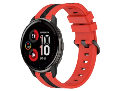 Correa de reloj inteligente para Garmin Venu 2 Plus Correa de reloj de silicona vertical bicolor de 20 mm (rojo + negro)