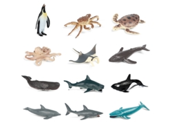 Juego de 12 miniaturas de animales de juguete educativos para niños.
