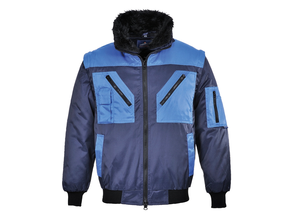 Cazadora Pilot Bicolor: Desmontable, Impermeable Y Calido. Azul Marino / Xs