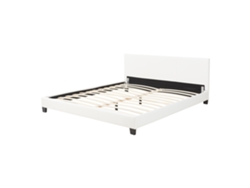 Cama de matrimonio CORIUM (210 x 189 x 78 cm - Piel sintética - Blanco)