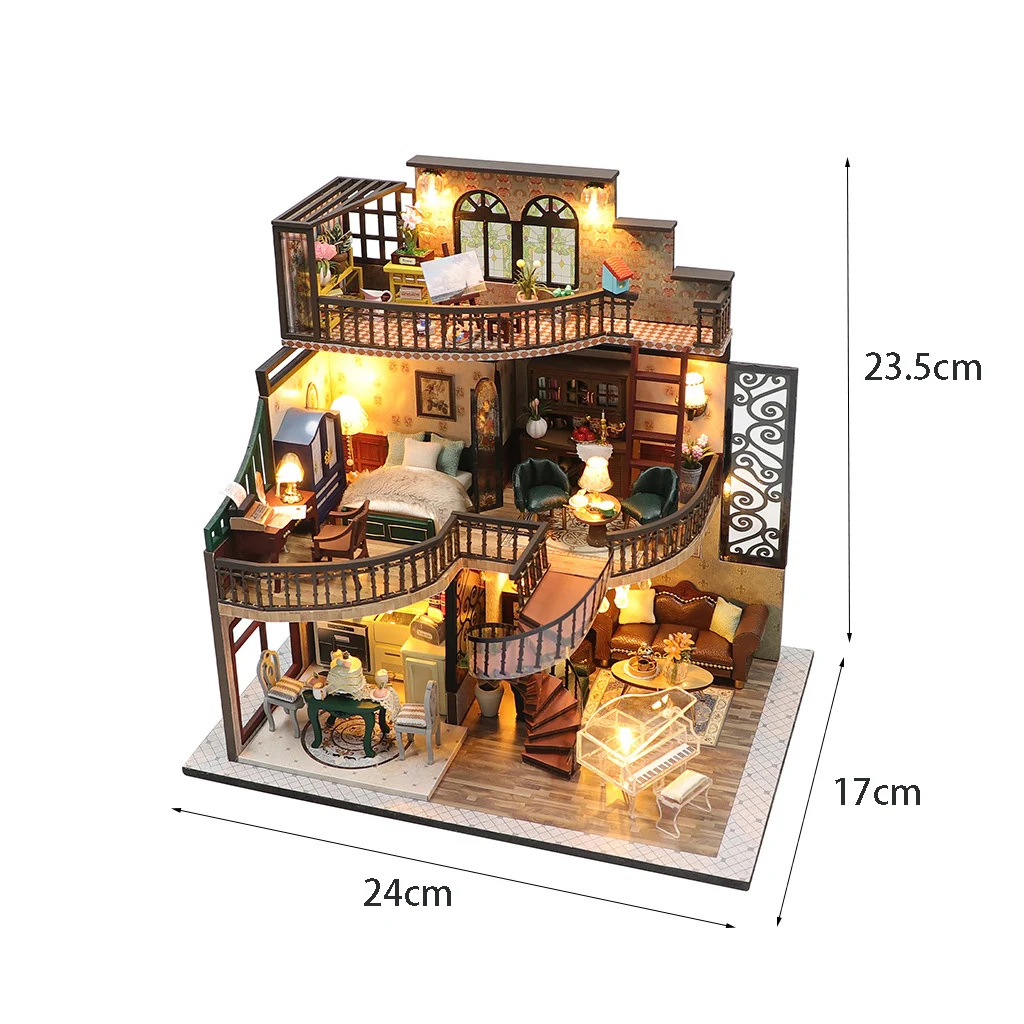 Kit de casa de muñecas de madera para armar - Modelo completo de la "Casita Acogedora" MDUG