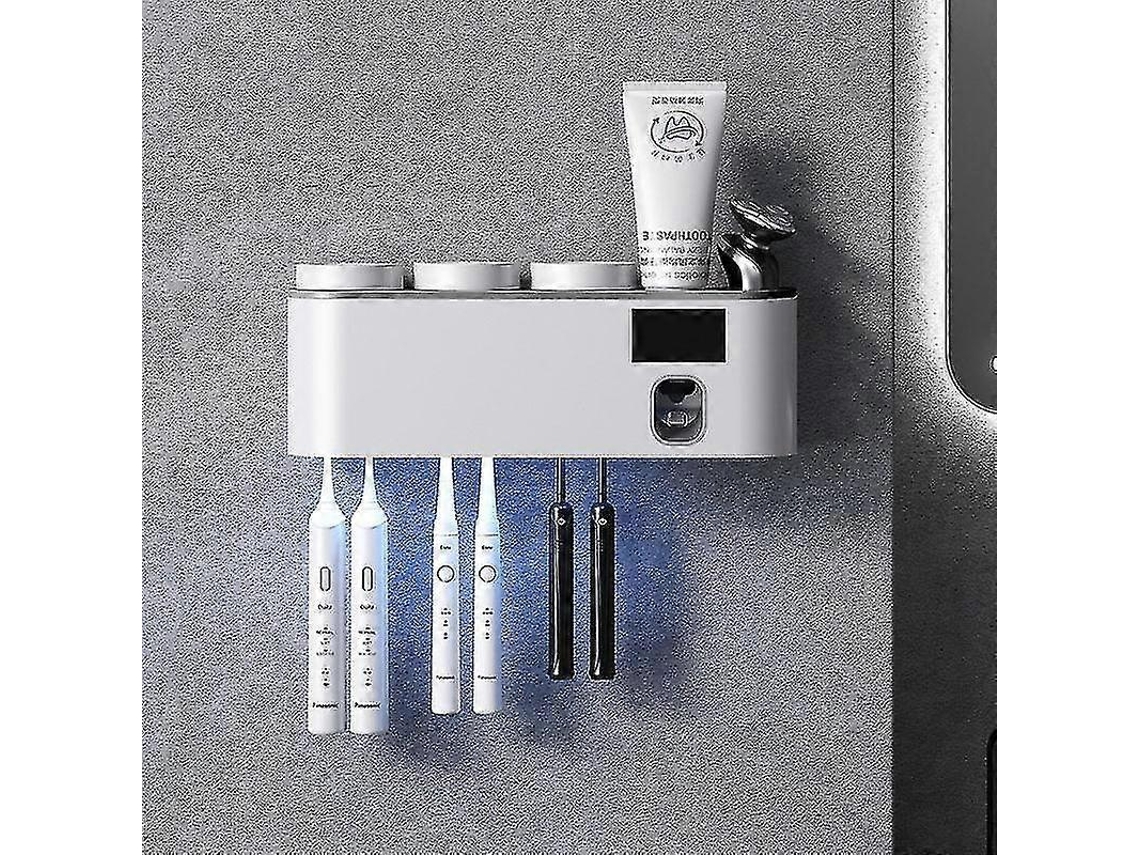 Esterilizador de cepillos de dientes inteligente UV de pared con soporte para vasos Nostalgia88