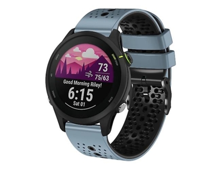 Correa para Garmin Forerunner255 22mm Correa de reloj de silicona bicolor perforada Azul-Negro VENISYMLIS