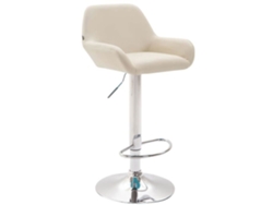 Taburete de bar de piel sintética Magnieu Chrom con brazos y altura regulable, color beige Clp (crema)