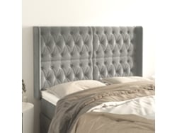 Cabecero Con Orejas De Terciopelo Gris Claro 147x16x118/128 Cm