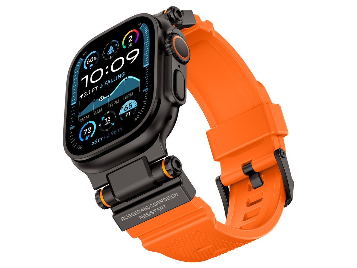 Correa XIAOMOYU para Apple Watch de 44/45/46/49 mm (Negro Naranja)