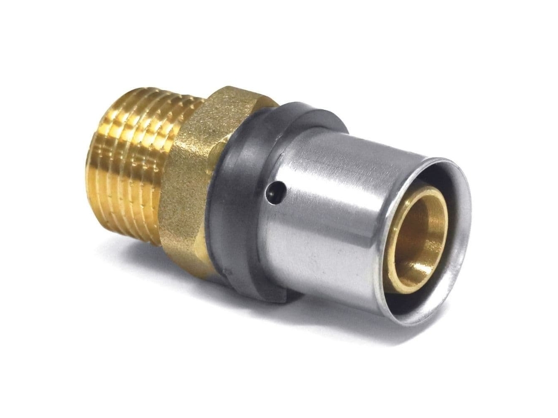 Conexión de prensado de 16 mm x 3/4 de pulgada de acero con unión para tuberías multicapa y certificación DVGW (Boni Shop)