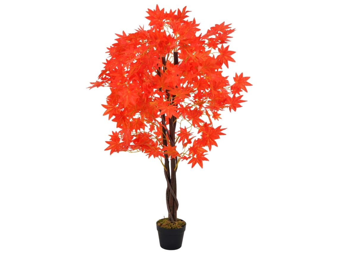 Planta de arce artificial con maceta roja de 120 cm, DKD HOME DECOR
