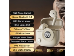 Auriculares Inalámbricos (grises) Con Bluetooth, Audio Y Micrófono Integrados Y Pantalla Led.