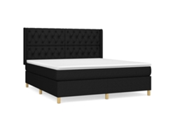 Maison Exclusive - Cama Box Spring Con Colchón Tela Negro 160x200 Cm