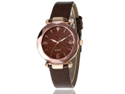 Reloj De Pulsera Para Mujer Con Correa De Pu, Movimiento De Cuarzo Analógico, Elegante Y Moderno, Estilo Café.