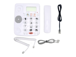 Telefone Fixo Com Fio De Mesa Dual Porta Som Claro Redial Último Número Função Mudo Branco