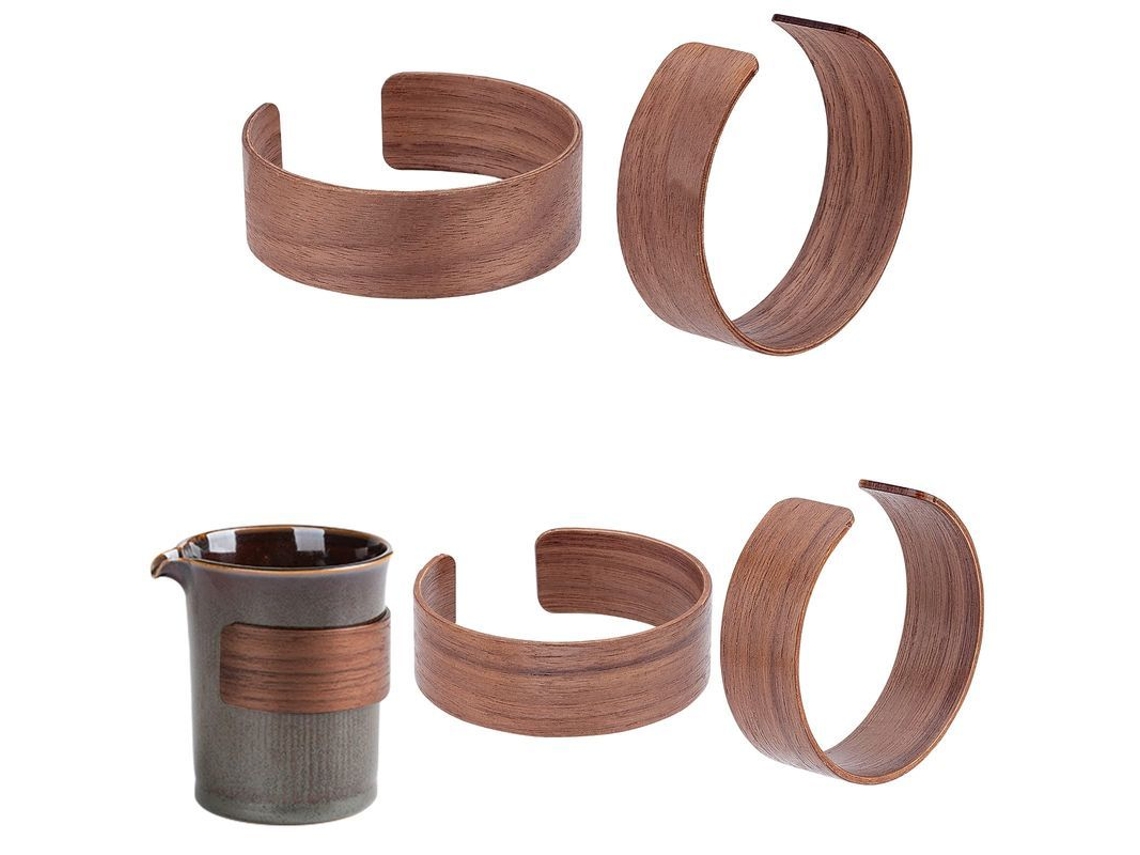 2026-34473-4 Fundas Para Tazas Reutilizables De Madera 2 Tamaños Protector Anti-deslizante Portatazas