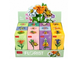 Conjunto 12 Flores - Blocos De Construção Lelebrother 9094 Multicores
