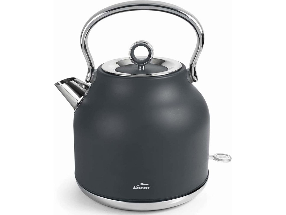 Hervidor De Agua Retro Lacor, Tecnología Strix, Acabado En Gris Mate 1,7 Litros.