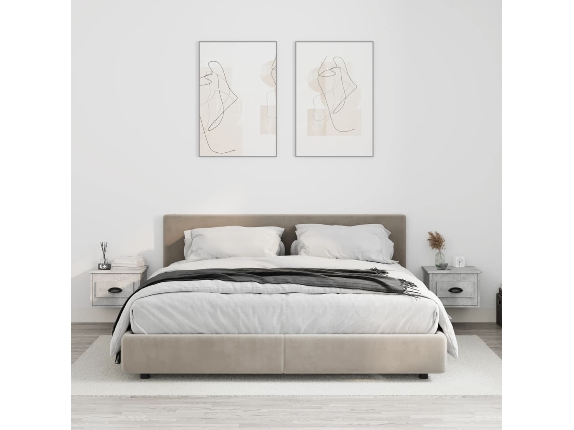Mesitas de Noche Pared 2 Pzs 41,5X36X28 Cm Gris Cemento