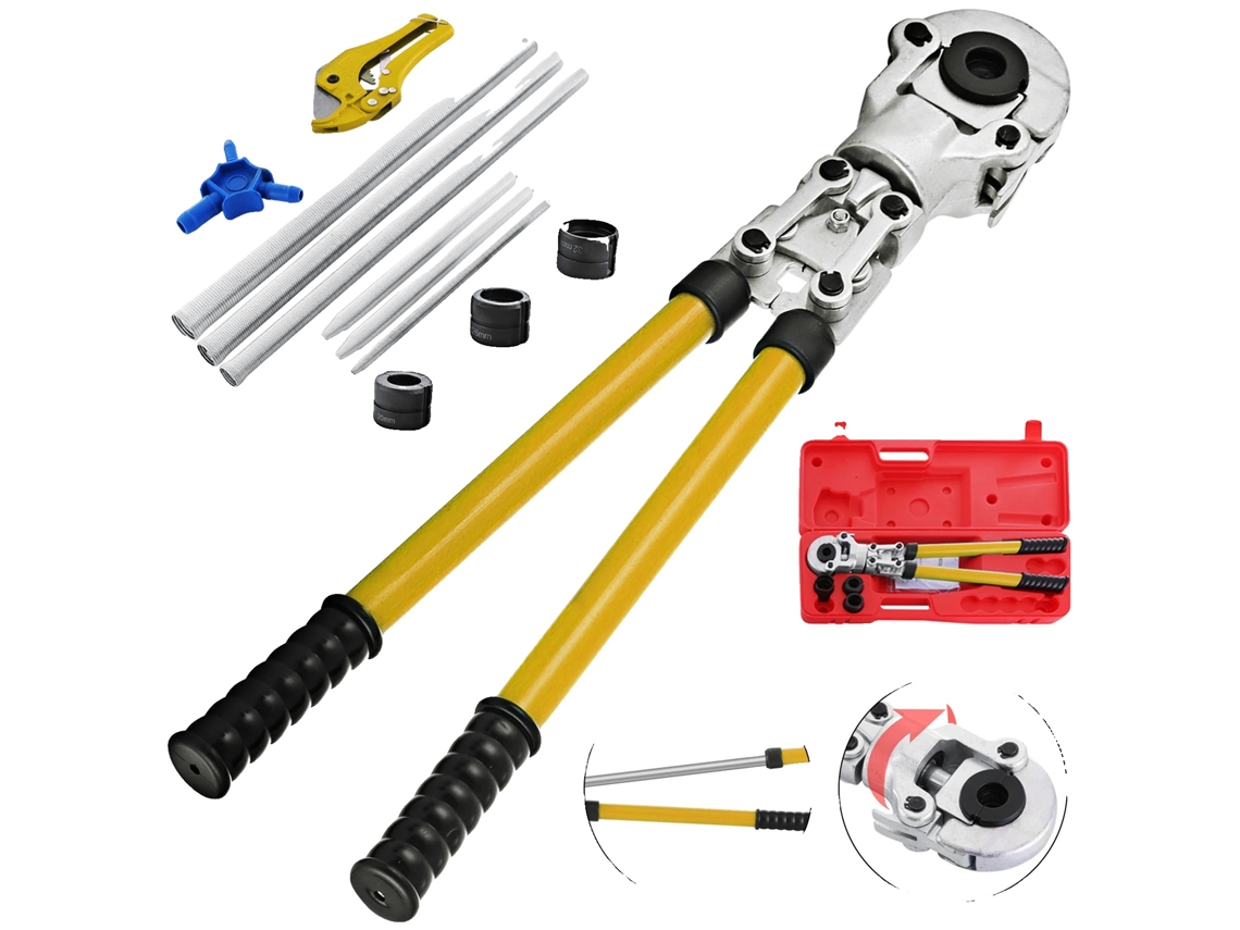 Herramienta para engarzar tuberías, acero, longitud ajustable de 530 a 750 mm, fuerza de compresión de 40 kN