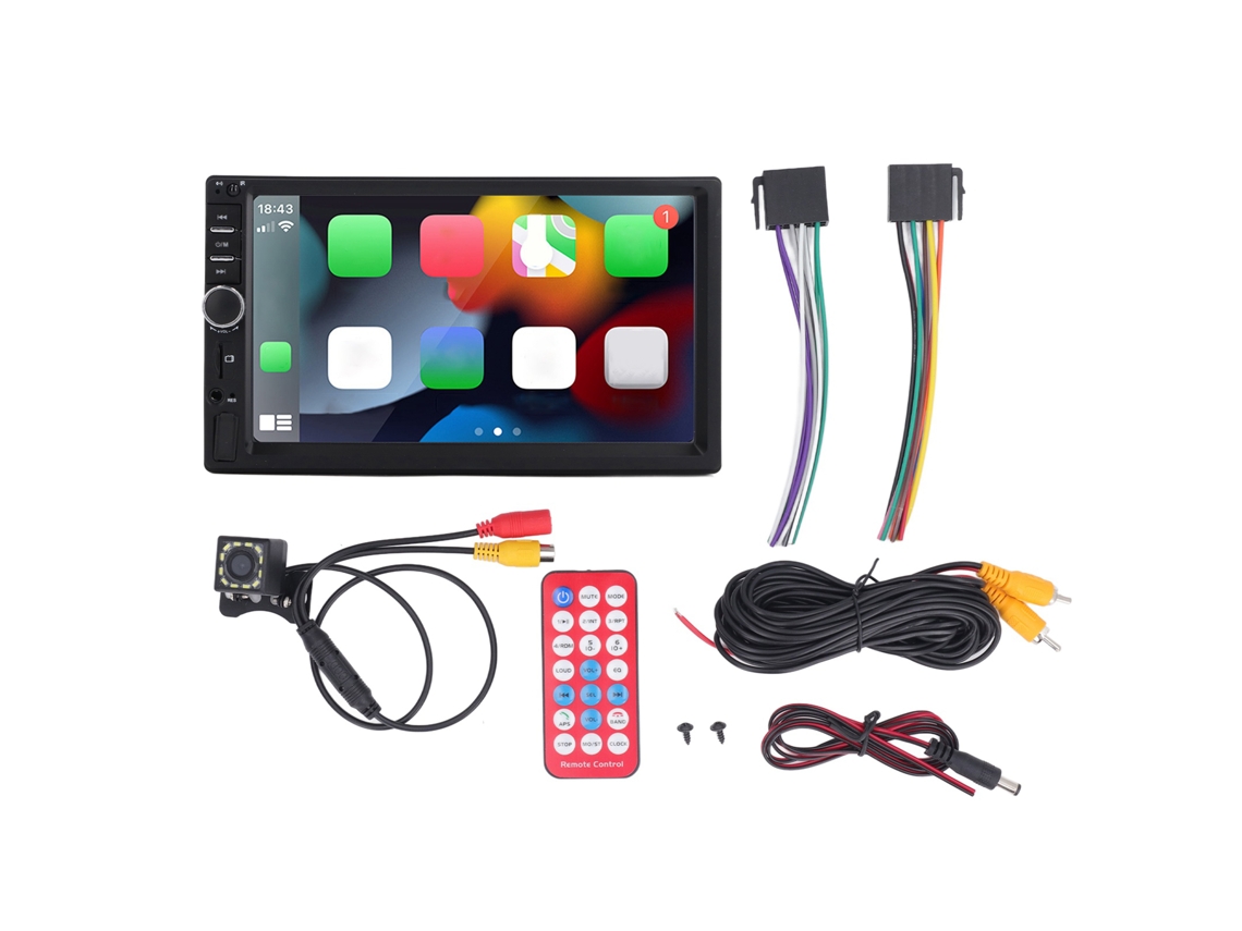 Autoestéreo De 7 Pulgadas Con Pantalla Táctil Hd, Carplay, Mirror Link, Bluetooth 5.1 Y Cámara De Visión Trasera Led De 12 Pulgadas.