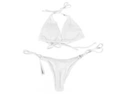 Danu2026-traje De Bikini Crisscross De Color Solido Con Cintas Laterales Para Mujer 2 Piezas Bañador Verano Playa Blanco M