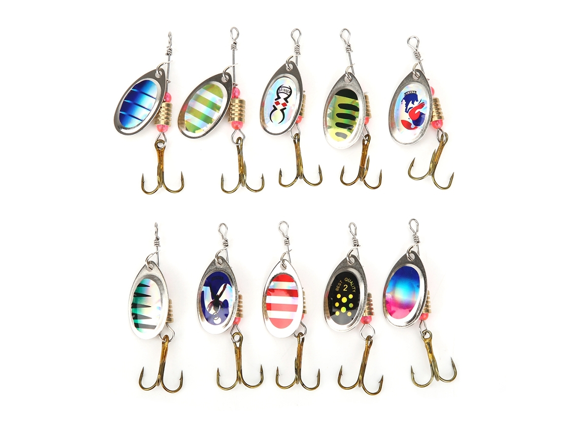 Danu26-10pcs Señuelos De Pesca Topwater Spinnerbait Dura Suave Lifelike Bass Spoon Baits Lures