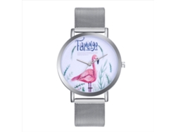 Reloj De Pulsera De Cuarzo Para Mujer Con Brazalete De Acero Inoxidable, Esfera Redonda, Diseño De Animales, Color Plata.