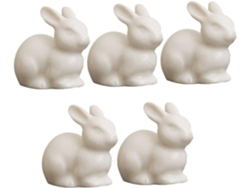 Juego De 10 Figuras De Cerámica De Conejitos Blancos Pequeños Para Decoración De Interiores