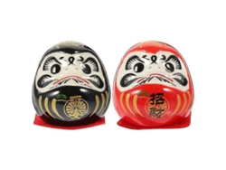 2 Piezas Figura Daruma Cerámica Japonesa Muñeco Daruma Estatua Fortuna Seguridad