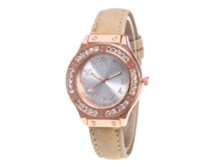 Reloj De Cuarzo Para Mujer Con Correa De Piel Pu, Dial Con Piedras, Zhoulianfa (beige)