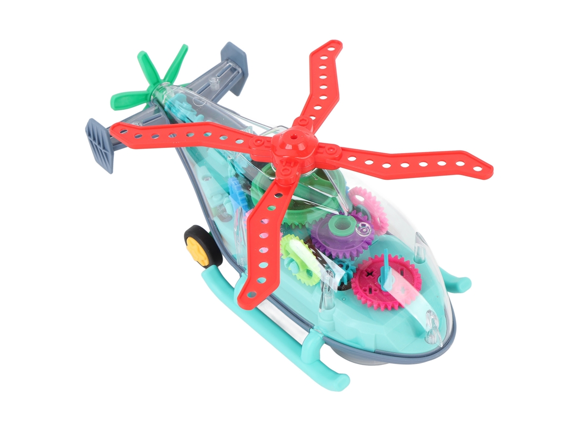 Ats-juguete De Helicóptero Transparente Con Luces Led, Engranajes Móviles Y Marcha Universal Para Niños