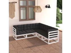 Conjunto de jardín de 5 piezas con cojines en pino macizo DKD Home Decor