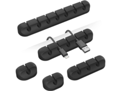 5 Accesorios De Escritorio Y Organizador De Cables Adhesivo (7-5-3-1-1 Ranuras) Gris Silicona No Tóxico 3m Compatible Hogar Oficina Negro