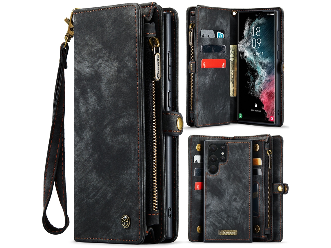 Para Samsung S26 Plus Phone Case Wallet 2 En 1, Negro Magnético Absorción Anti-caídas Caso De Teléfono