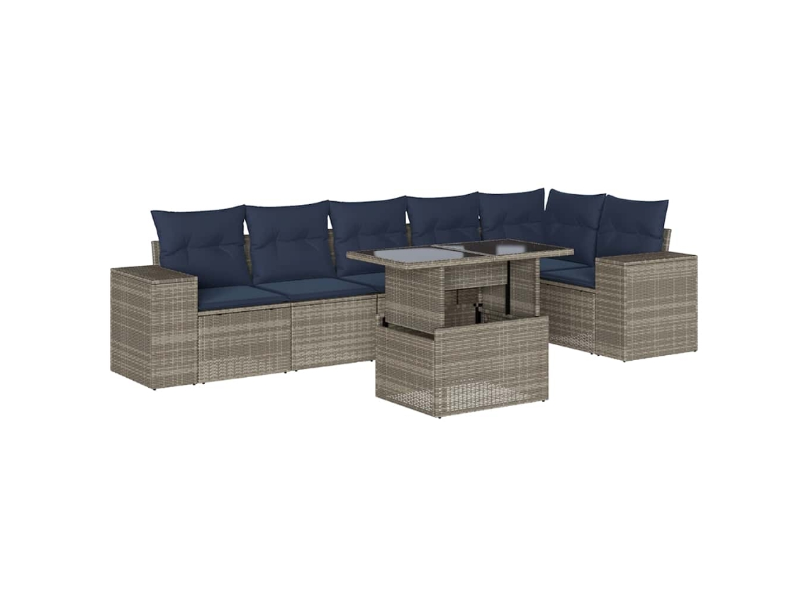 Maison Exclusive - Conjunto De Sofá De Jardín De 7 Piezas Con Cojines, Poliratán Gris