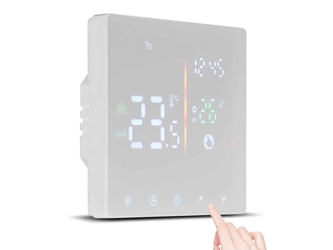 Termostato Digital Inteligente Con Panel Táctil Programable Para Calefacción Por Agua Y Electricidad.