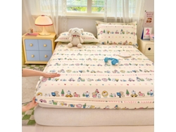 Funda De Colchón, Sábana Bajera Ajustable Estampada De Algodón Puro, Ideal Para Habitaciones Infantiles. Osito / Osito Pequeño. 180x200cm. Panoona
