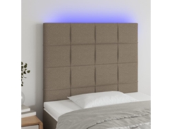 Cabecero Con Luces Led Tela Gris Taupe 100x5x118/128 Cm
