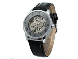 Reloj De Pareja Casual De Cuero Pu Dial Hueco Unisex Automático Negro