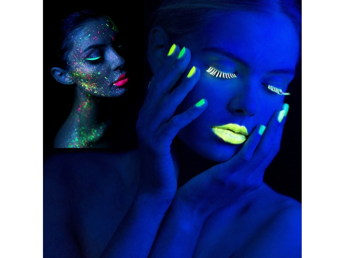Pintura para rostro y cuerpo Luz negra UV Pintura fluorescente de neón  Pintura con brillo a