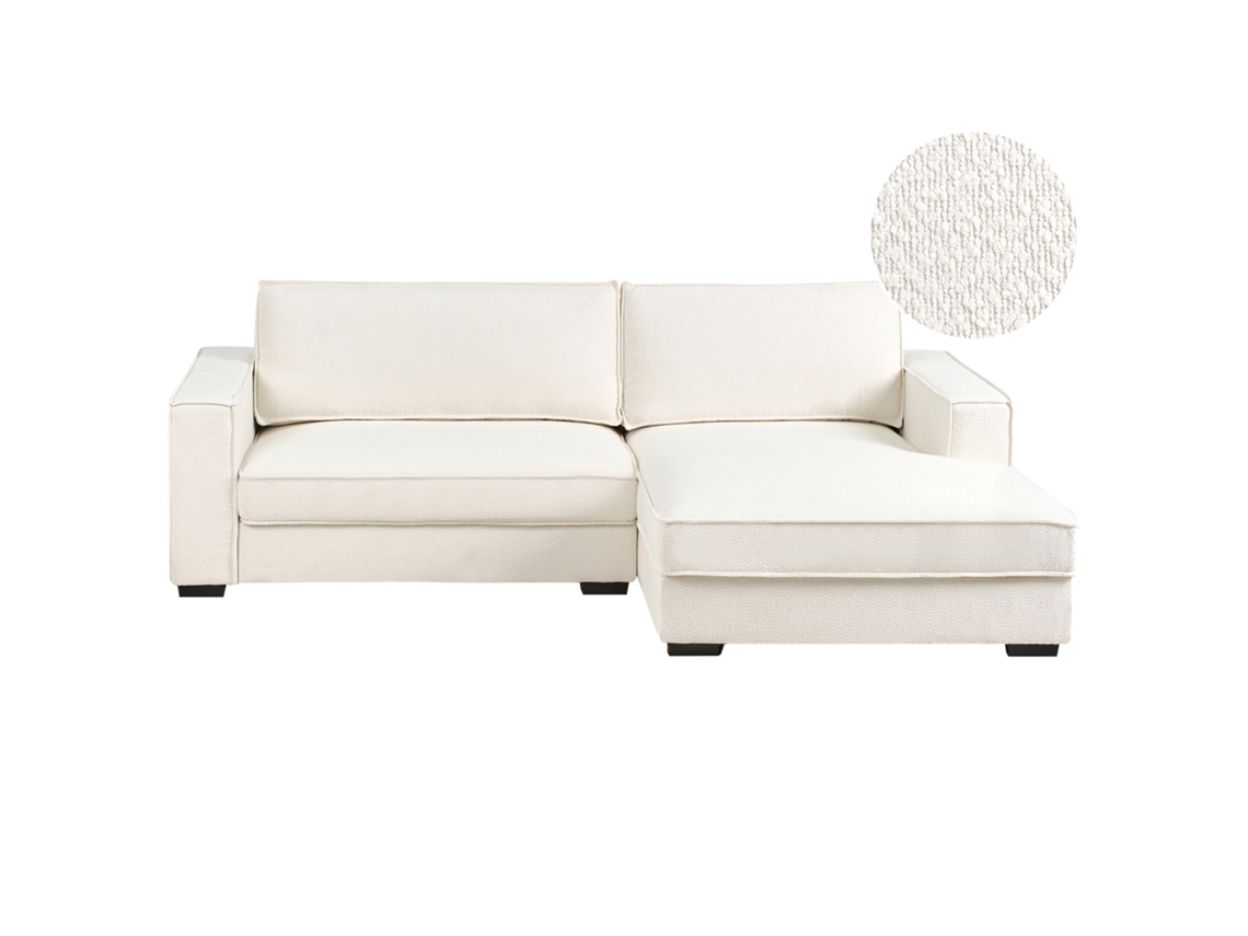 Sofá Rinconera Izquierdo Beliani Renders De Bouclé Blanco 257x136x84