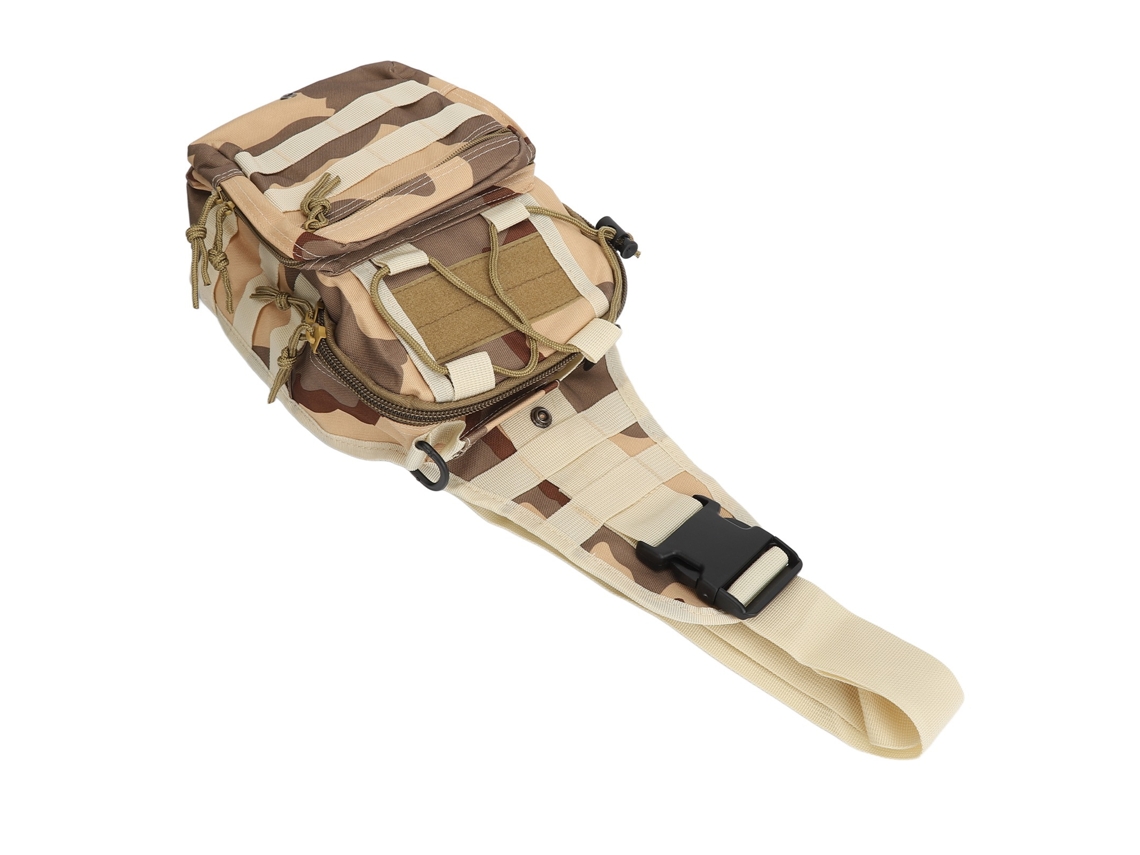 Mochila Transversal De Lona Com Múltiplos Compartimentos Para Ciclismo Trekking Camping Viagem Camuflagem