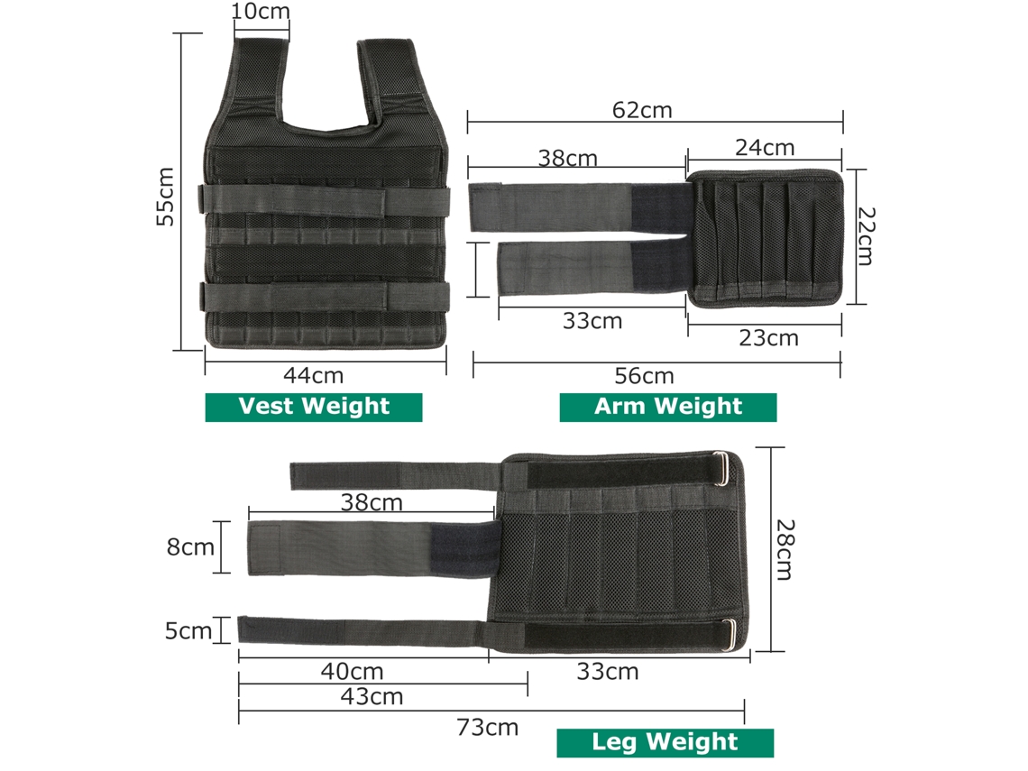 Chaleco Ajustable Para Entrenamiento De Fuerza De Piernas Y Brazos Con Capacidad De Peso Máximo De 35 Kg.