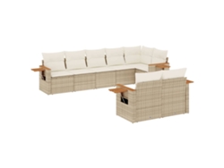 Maison Exclusive - Juego De Sofás De Jardín Con Cojines Beige 8 Pzas Ratán Pe