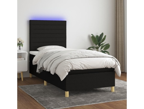 VIDAXL Colchón con somier/LED (Negro - Tela - 90 x 200 cm)