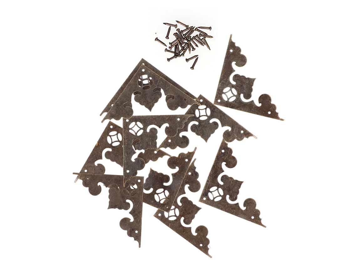 Protectores De Esquina Triangulares De Hierro Antiguo Para Armarios Y Cajas - Duraderos Y Fáciles De Instalar - Juego De 10 Unidades