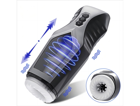 Copa masturbadora de silicona telescópica automática de 7 frecuencias para hombres (negro) YIZHOOD