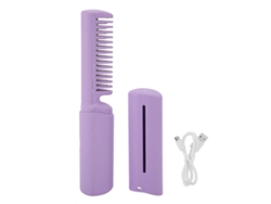Peine Plancha De Pelo Mini Inalámbrico Mano Ergonómica Calentamiento Rápido Morado