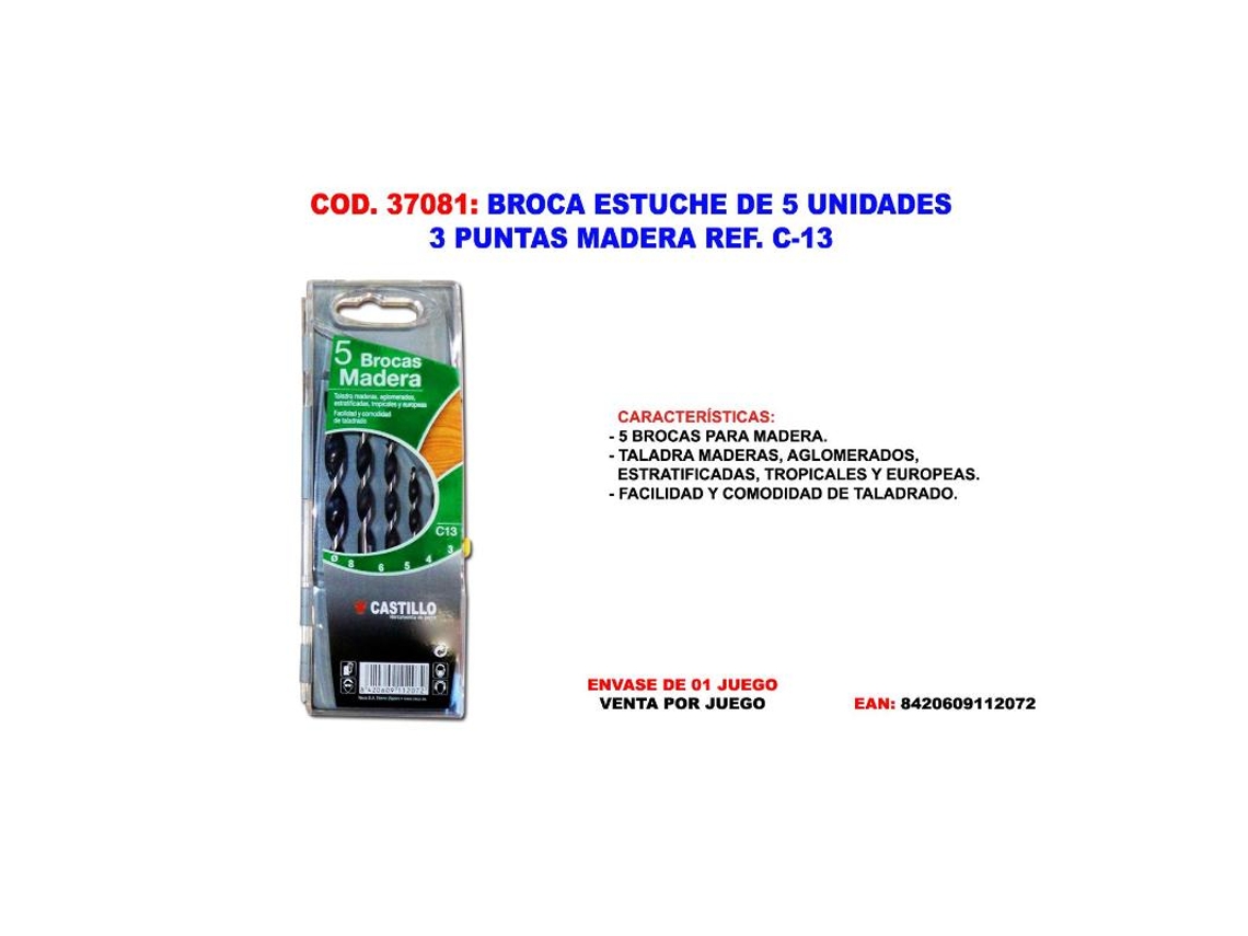 Broca estuche  5 und. c-13 3 puntas madera