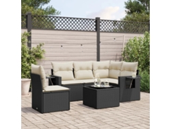 Conjunto de sofás de jardín de 6 piezas DKD Home Decor con cojines de mimbre negros