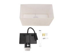 Lámpara De Pared Led Hierro Negro Galvanizado Con Cableado Fijo Y Pantalla Lino Para Dormitorio, Sal